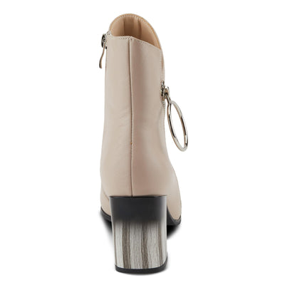 Azura Spring Step Fabulosa V Collar Ankle Boots for Women - Premium Leather Women's Chelsea Boots with Side Zippers - Beige EU 36 / US 5.5-6