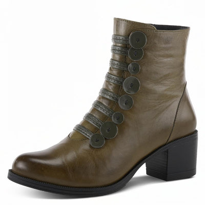 Spring Step Women's Garibaldi Leather Bootie Olive Green EU 40 / US 9
