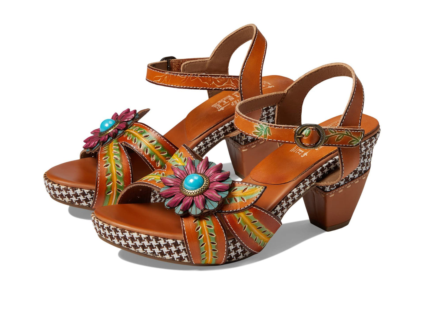 Spring Step L'Artiste Women's Astarr Ankle Strap High Heel Sandal Camel Multi EU 38 / US 7.5-8