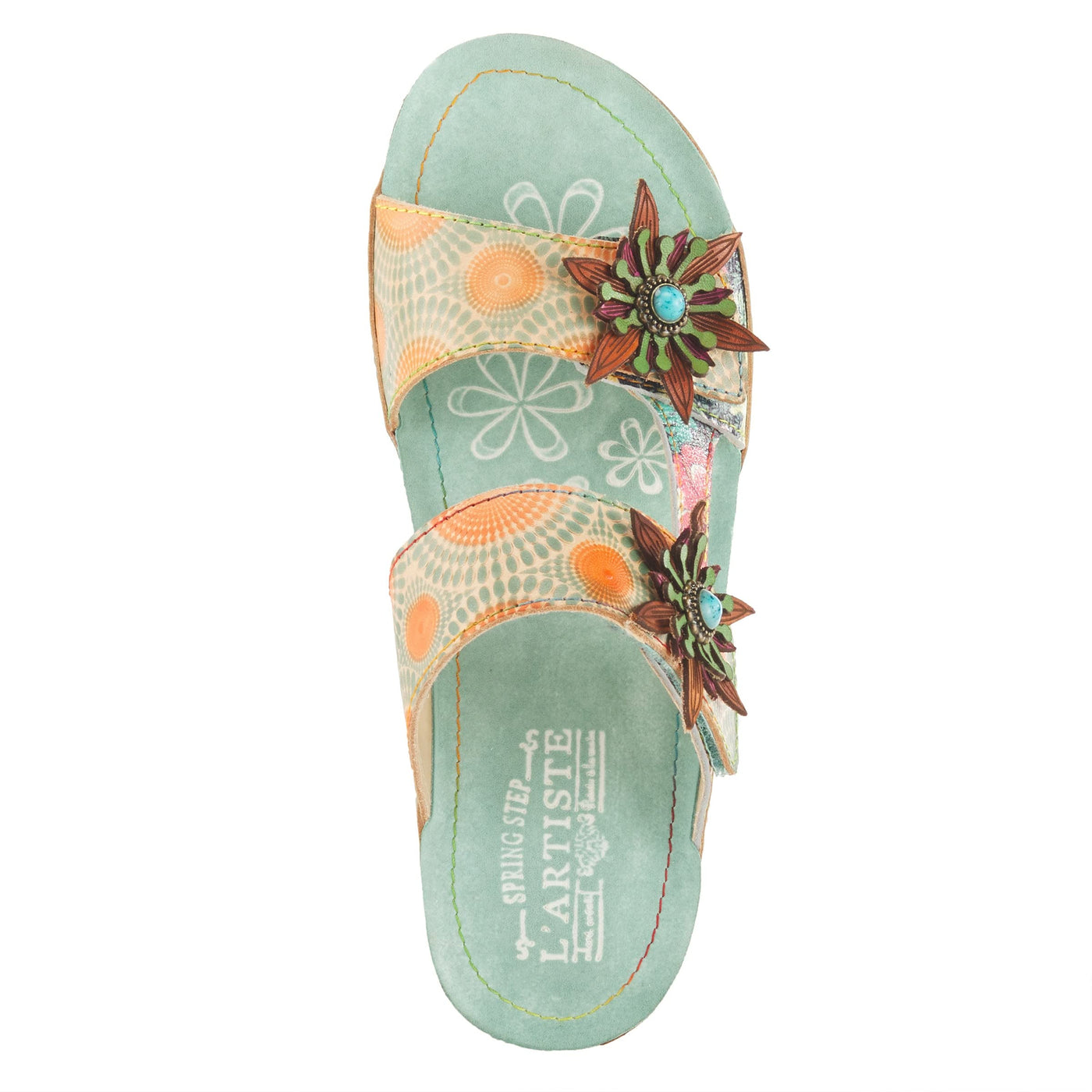 Spring Step L'Artiste Women's Polka Slide Sandals Mint Green Multi EU 37 / US 6.5-7