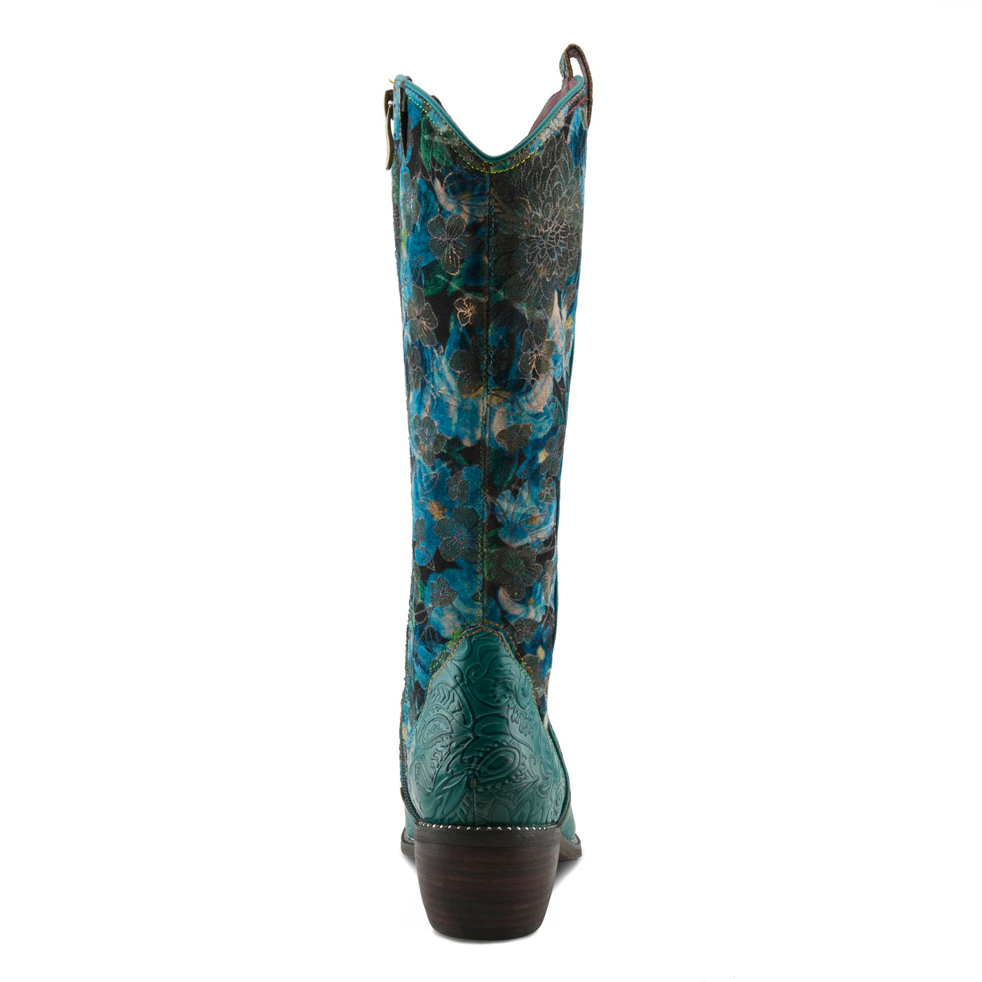 Spring Step L'Artiste Women's Rodeoqueen Western Mid-Shaft Boots with Flowers Turquoise Multi EU 39 / US 8.5
