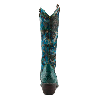 Spring Step L'Artiste Women's Rodeoqueen Western Mid-Shaft Boots with Flowers Turquoise Multi EU 38/ US 7.5-8