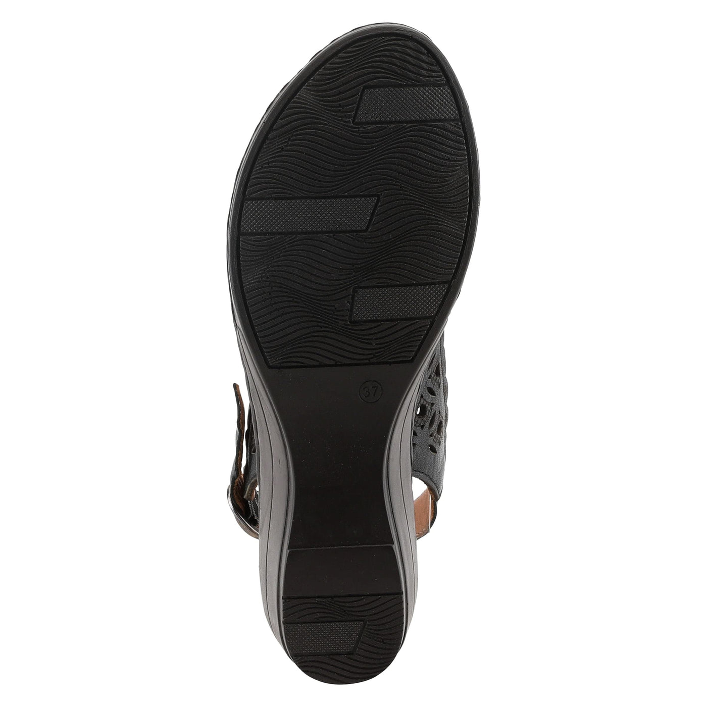 Spring Step Women's Belizana Wedge Sandal, Black Leather, 7.5-8