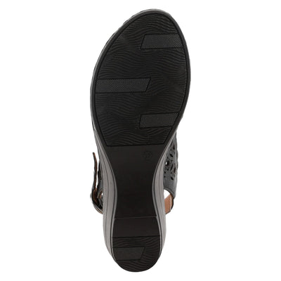 Spring Step Women's Belizana Wedge Sandal, Black Leather, 7.5-8