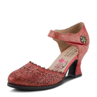 Spring Step L'Artiste Visionary Pump Shoes for Women | French Inspired Hand Painted Leather D'Orsay High Heels for Women with Ankle Strap Red EU 36 / US 5.5-6