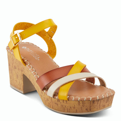 PATRIZIA Women's SANDRINE Quarter Strap Cork Platform Sandals Mustard Multi EU 40 / US 9