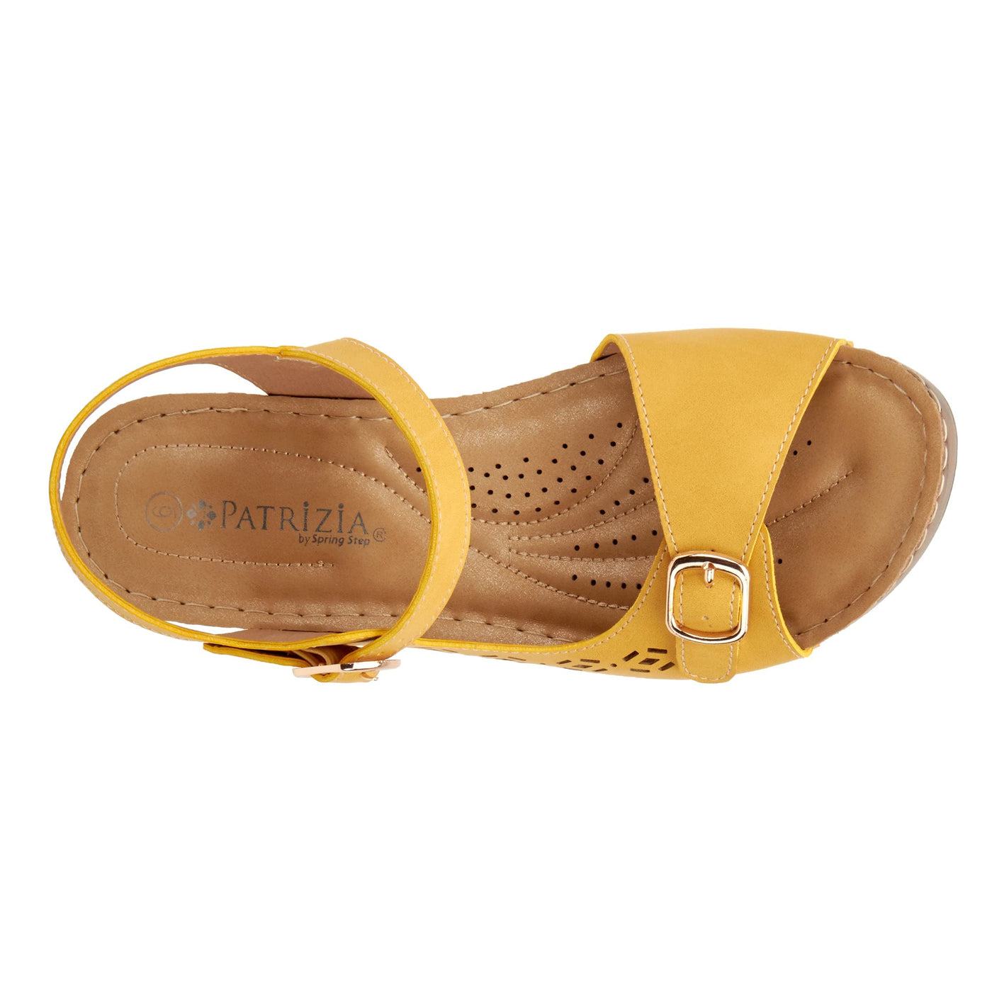 PATRIZIA Spring Step Shantay Wedge Sandals for Women - Ladies Sandals with Ankle Strap Buckle Closures - Womens Casuals Sandals for Outdoor - Yellow EU 35 / US 5