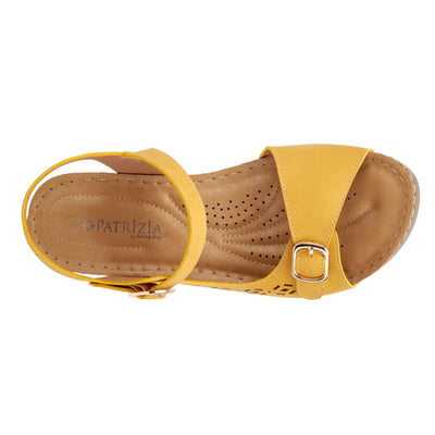 PATRIZIA Spring Step Shantay Wedge Sandals for Women - Ladies Sandals with Ankle Strap Buckle Closures - Womens Casuals Sandals for Outdoor - Yellow EU 35 / US 5