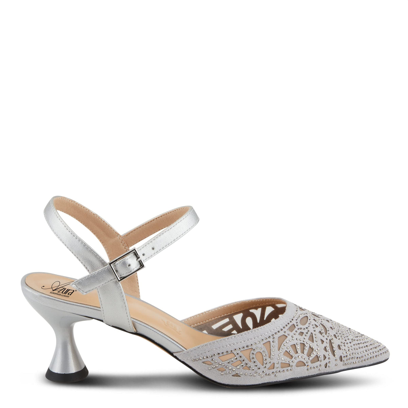Azura Women's Delicate High Heel Sandal – Elegant Strappy Dress Shoes for Weddings, Parties & Formal Events – Comfortable Stiletto Heels with Adjustable Ankle Strap Silver EU 38/7.5-8