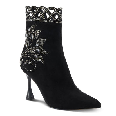 Azura Women's ROYALREIGN Elegant Suede Booties with Royal Embellishments, Comfortable Heel, and Zipper Closure Black EU 37 / US 6.5-7