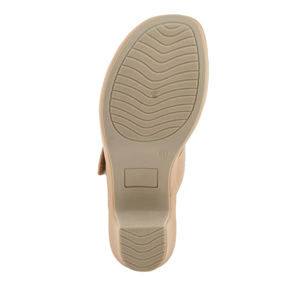 PATRIZIA Women's SANCIA Two Strap Slide Heeled Sandals Beige EU 37 / US 6.5-7