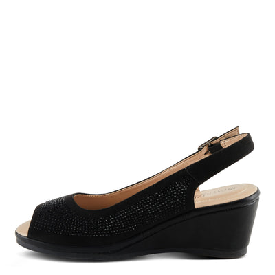 PATRIZIA Women's ADRIELLA Slingback Wedge Sandals Black EU 41 / US 9.5-10