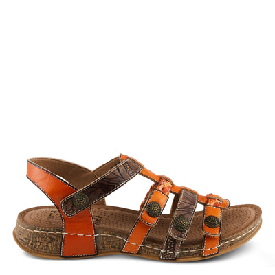 Spring Step L'Artiste Women's DELILA Hand-Painted Comfort Sandals - Plush Cushion, Stylish Details Orange Multi EU 38 / US 7.5-8