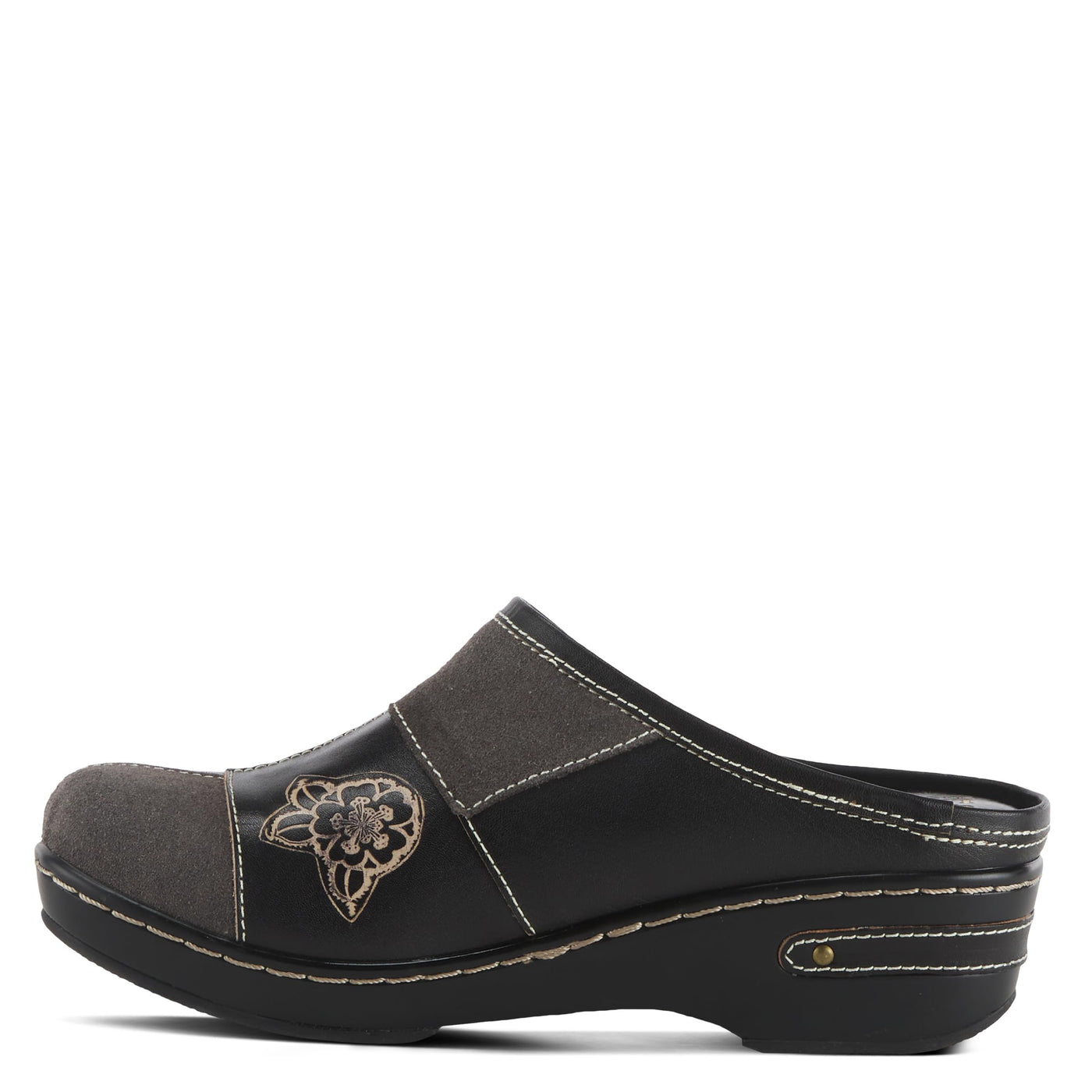 Spring Step L'Artiste Women's Woodside Leather Open Back Clog Black Multi EU 37 / US 6.5-7