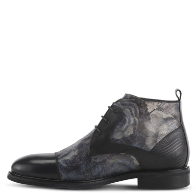 Spring Step L'Artiste Balvin Booties for Men - Cap-Toe Dress Shoe with Lace-up Closure - Comfortable Mens Shoes for Outdoor Walking - Black Multi EU 40 / US 7-7.5