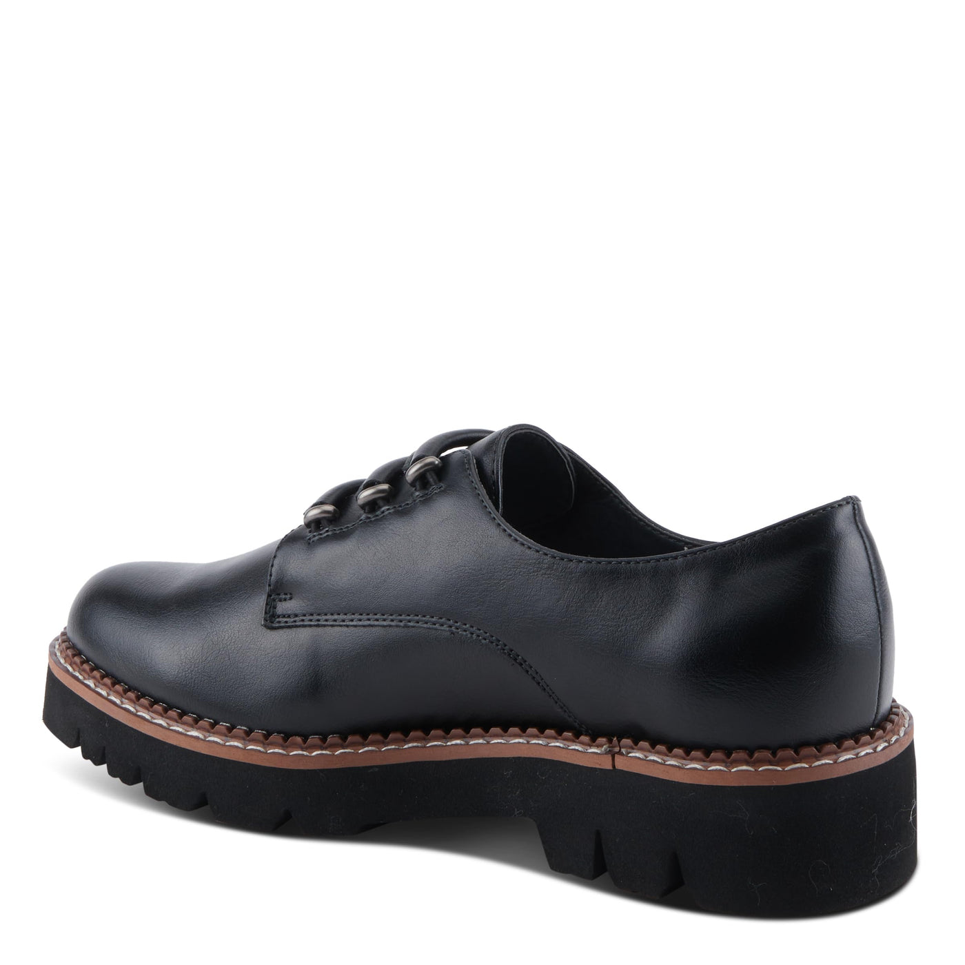 PATRIZIA Women's HAZELINA Oxfords with Burnished Finish, Elastic Laces, and Lightweight EVA Sole Black EU 36 / US 5.5-6