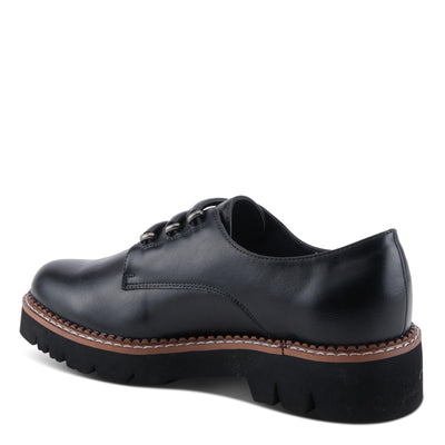 PATRIZIA Women's HAZELINA Oxfords with Burnished Finish, Elastic Laces, and Lightweight EVA Sole Black EU 36 / US 5.5-6