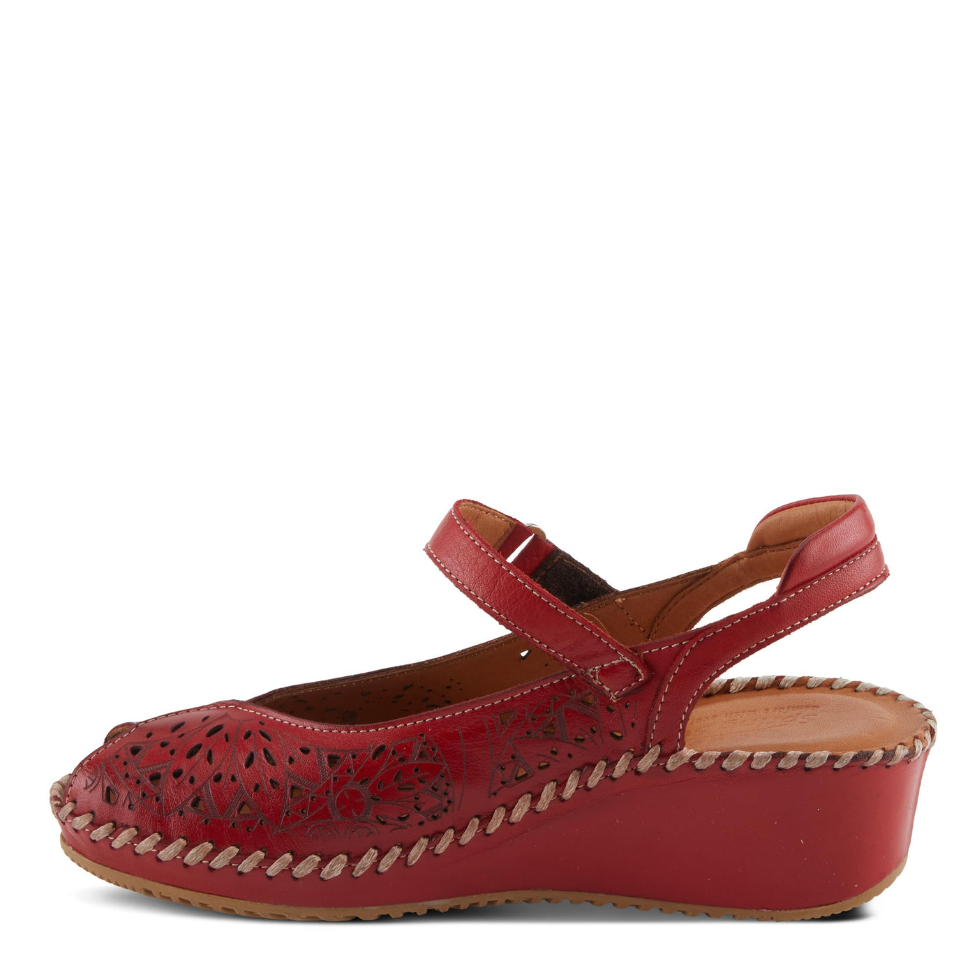Spring Step SANTONIO Women's Comfortable Leather Sandals with Artisanal Details Red EU 41 / US 9.5-10