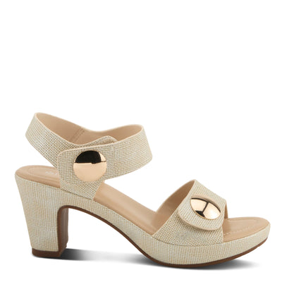 PATRIZIA Women's DADE-WOVEN Hook and Loop Sandals - Textured Faux Leather with Gold Button Accents, Adjustable Fit