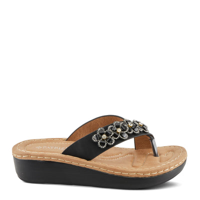 PATRIZIA Women's TAHIRI Jeweled Thong Wedge Sandals Black EU 37 / US 6.5-7