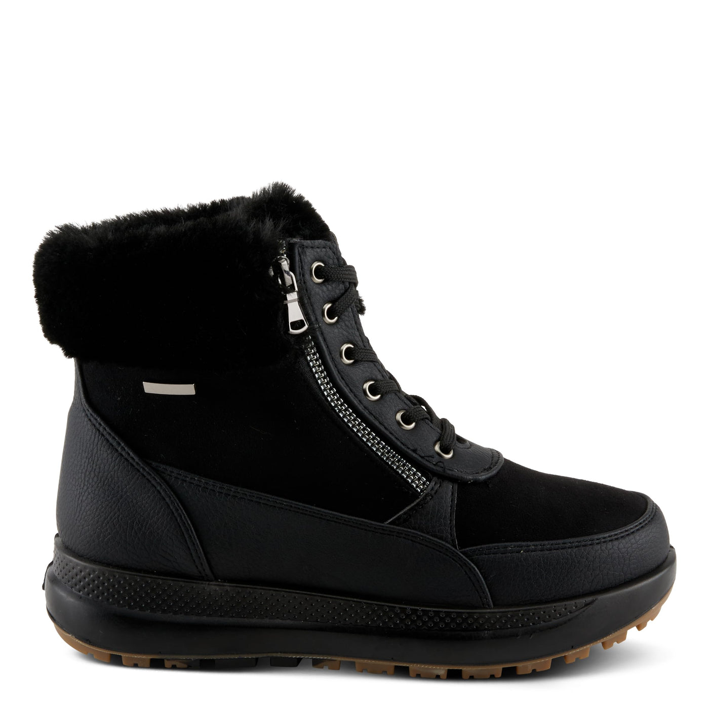 Flexus Women's BURRELL Lace-Up Platform Booties with Faux Fur Lining, Zipper Closure, and Cozy Design