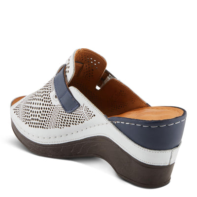 Spring Step MOMELLE Women's Perforated Leather Wedge Slide Sandals - Chic Style, Comfortable Elegance White Multi EU 41 / US 9.5-10