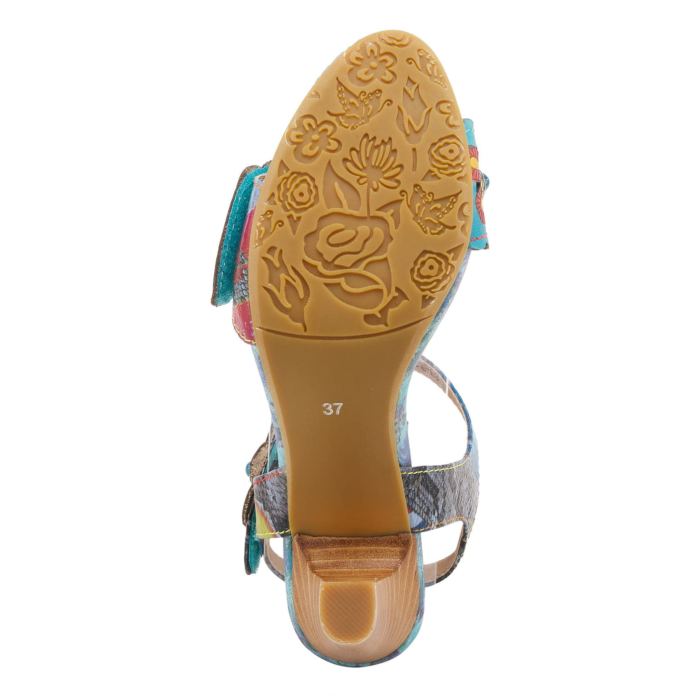 Spring Step L'Artiste Women's Gardena Quarter Strap Sandal Blue Multi EU 41 / US 9.5-10