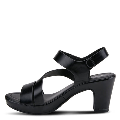 PATRIZIA Spring Step Asymadade Sandals for Women - Low Heel Slip-On Summer Sandals - Ladies Casual Platform Sandal with Hook and Loop - Black EU 41 / US 9.5-10