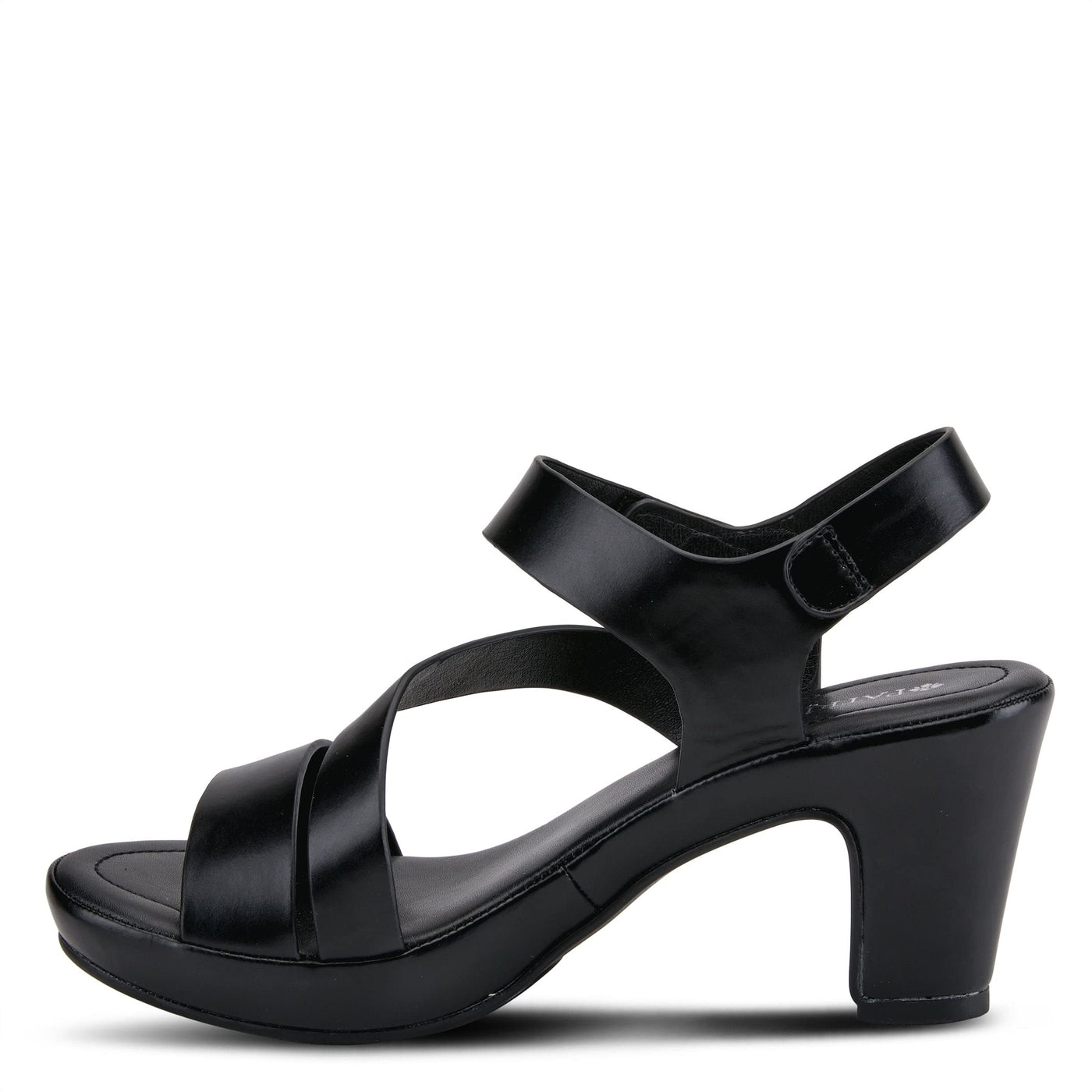 PATRIZIA Spring Step Asymadade Sandals for Women - Low Heel Slip-On Summer Sandals - Ladies Casual Platform Sandal with Hook and Loop - Black EU 38 / US 7.5-8