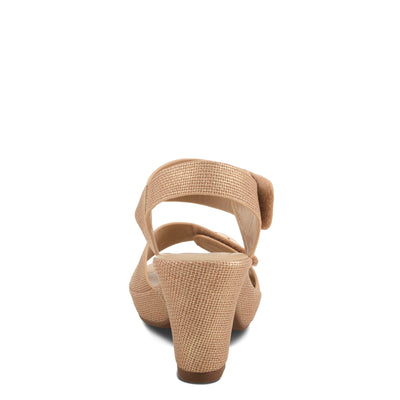 PATRIZIA Women's DADE-WOVEN Hook and Loop Sandals - Textured Faux Leather with Gold Button Accents, Adjustable Fit LIGHT TAN EU 38 / US 7.5-8