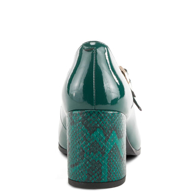 Azura Women's Auraquartz Leather Heeled Mary Jane Shoe Green Multi Patent EU 39 / US 8.5