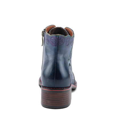 Spring Step L'Artiste Xenia Women's Lace-Up Oxford Bootie - Classic Menswear with Floral Print Shaft Navy Multi EU 40 / US 9