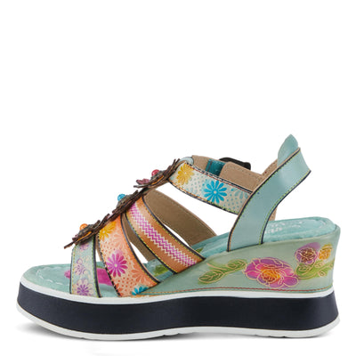 Spring Step L'Artiste Women's FloralBloom - Hand-Painted Lightweight Athleisure Sandals Mint Green Multi EU 38 / US 7.5-8