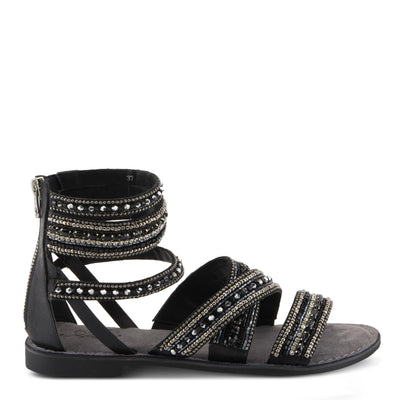 Azura Women's Andromeda Gladiator Flat Sandals with Jewels Black Multi EU 39 / US 8.5