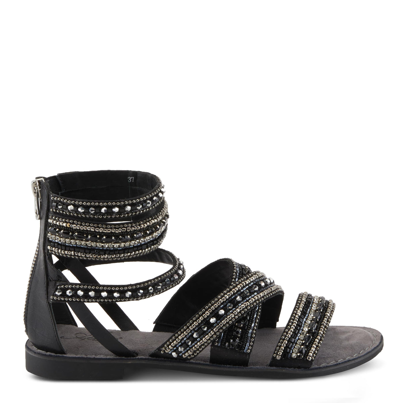 Azura Women's Andromeda Gladiator Flat Sandals with Jewels Black Multi EU 41 / US 9.5-10