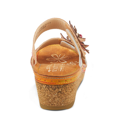 Spring Step L'Artiste Polka Wedge Slide Sandal with Embellished Flower and Asymmetrical Strap