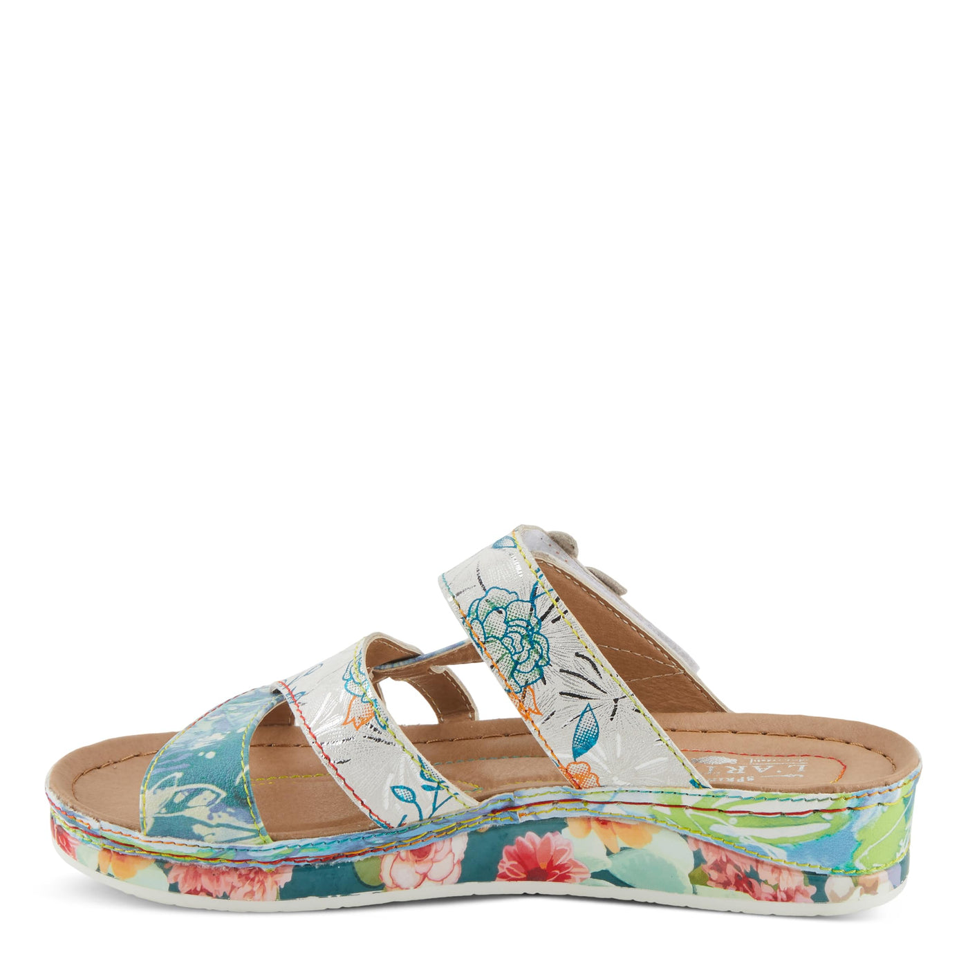 Spring Step L'Artiste Women's CAIMANALA Floral Slide Sandals with Adjustable Closure