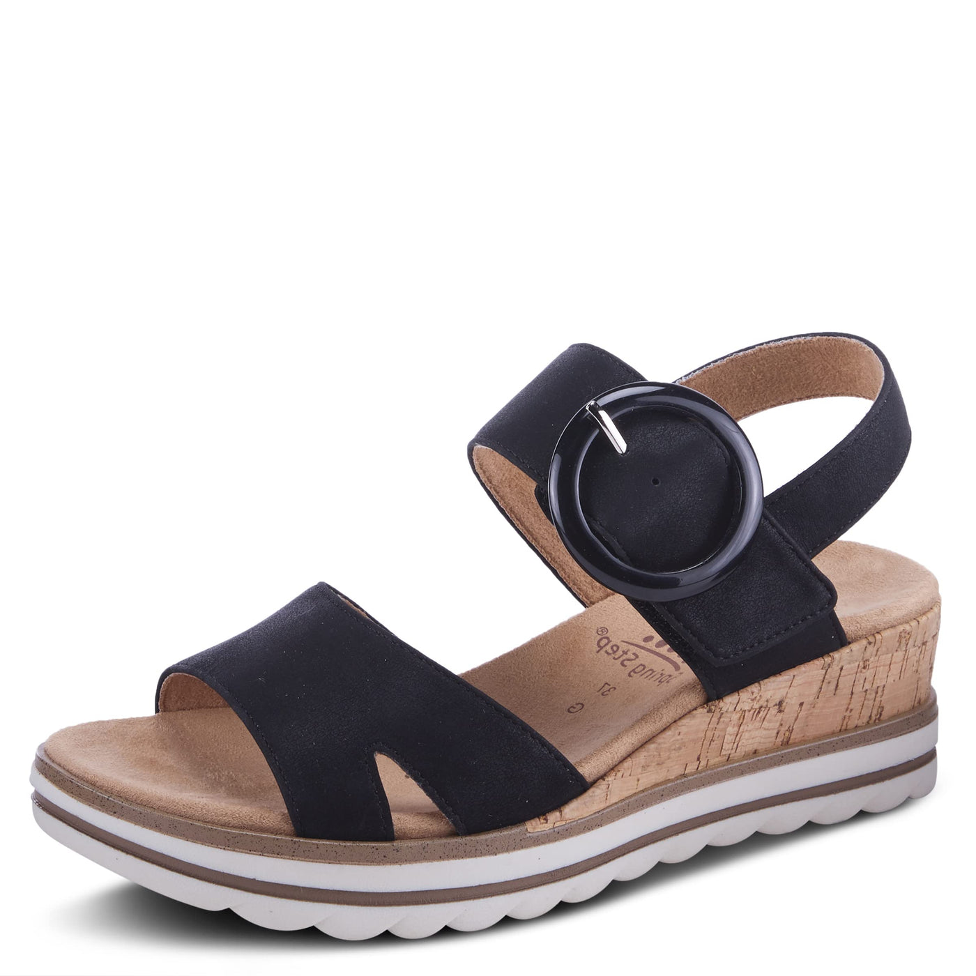 Spring Step Women's Loriya Slingback Wedge Sandal Black EU 41 / US 9.5-10