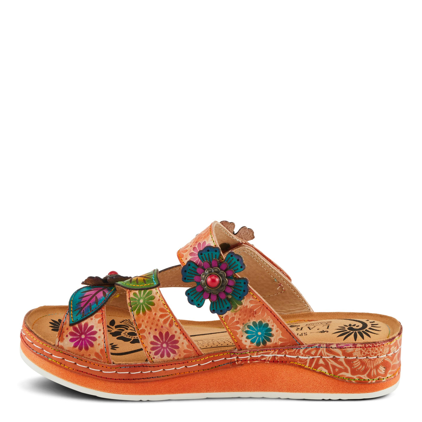 L'Artiste by Spring Step Women's Pillow-Soft Sandal, Peach Multi, 6.5-7
