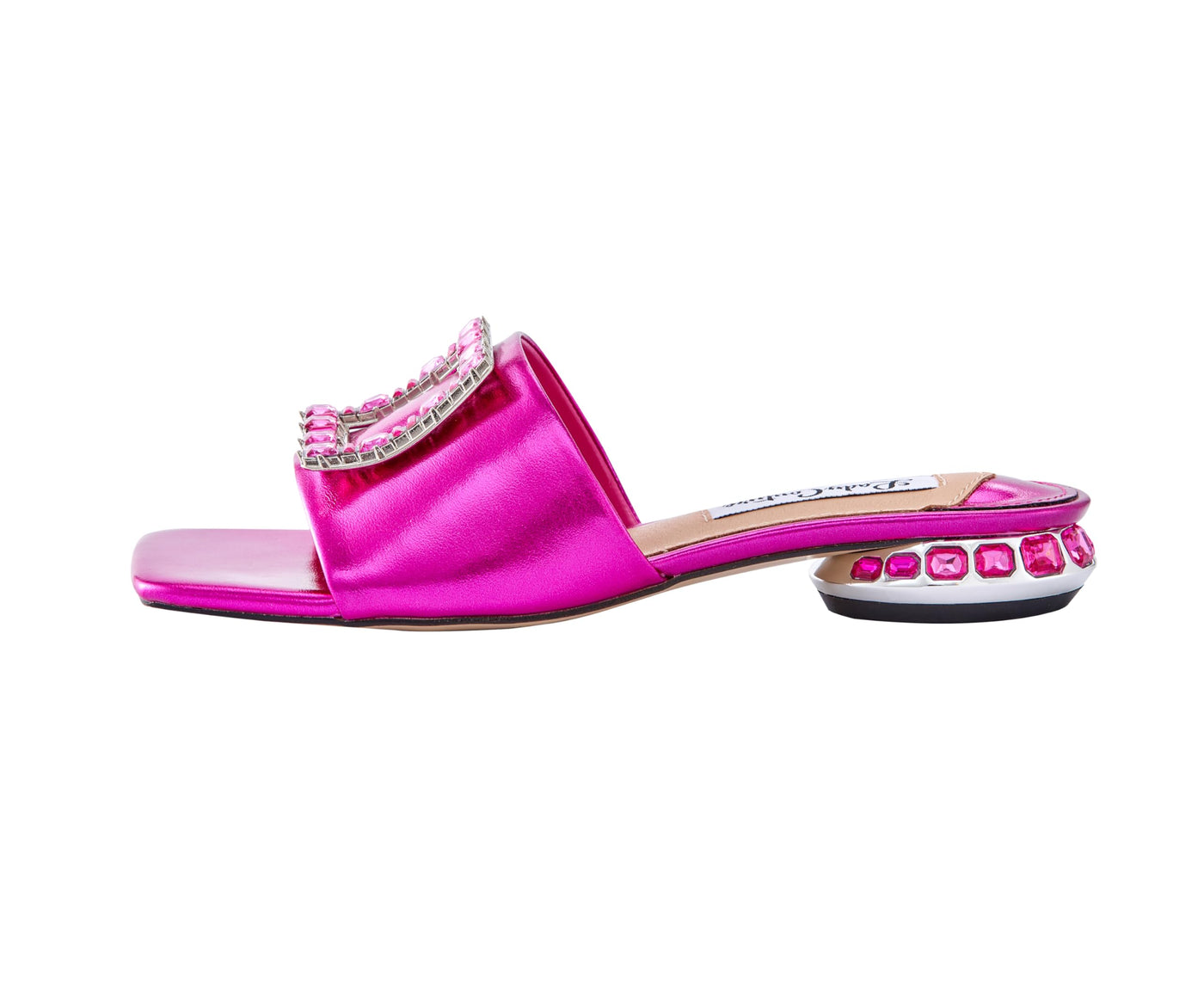 Lady Couture Amore Metallic Jewel Slide, Fuchsia, 5
