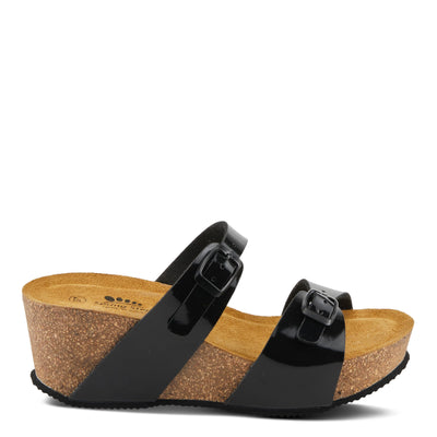 Spring Step BYNUM Women's Double Buckle Slip-On Wedge Sandals - Unique Buckle Strap Detailing, Moldable Footbed for All-Day Support