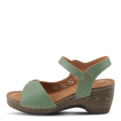 PATRIZIA Spring Step Shantay Wedge Sandals for Women - Ladies Sandals with ankle strap buckle closures - Womens Casuals Sandals for Outdoor - Light Green EU 42 / US 10.5-11