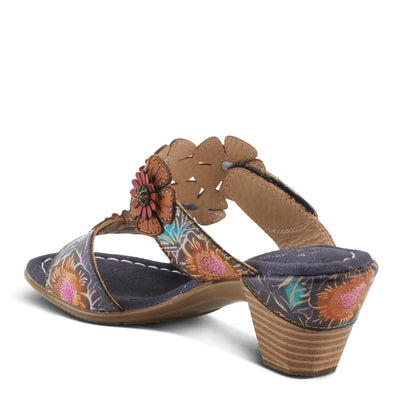 Spring Step L'Artiste Women's SUMMERFUN Hand-Painted Sandals - Leather Wrapped Heel, Asymmetrical Flower Design