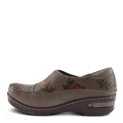 Spring Step L'Artiste Burbank-Flower Women's Bohemian Clogs - Perforated Leather, Artistic Flair, Luxurious Comfort Grey Multi EU 38/ US 7.5-8