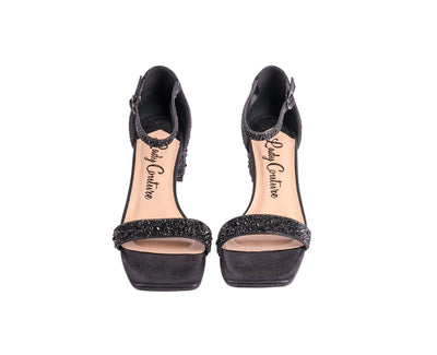 Ninety Union Lady Couture Dazzle 2 Inch Mid Block Heel Rhinestone Sandal