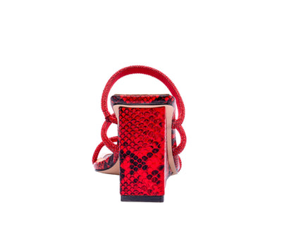 Ninety Union Angel 3 Band Metallic Snake Open Toe Wedge Slide, Red, 10