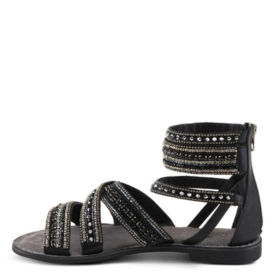Azura Women's Andromeda Gladiator Flat Sandals with Jewels Black Multi EU 39 / US 8.5
