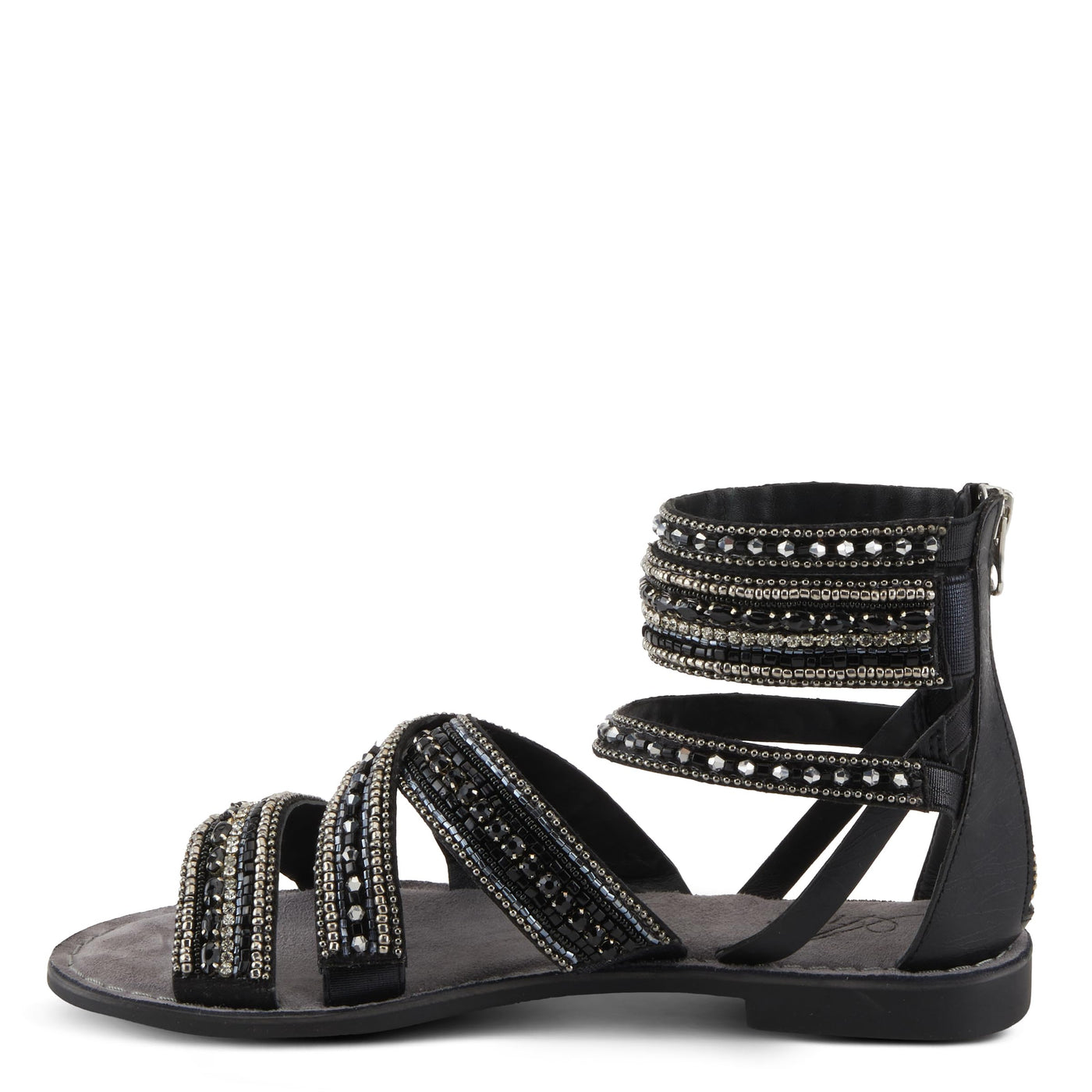 Azura Women's Andromeda Gladiator Flat Sandals with Jewels Black Multi EU 41 / US 9.5-10