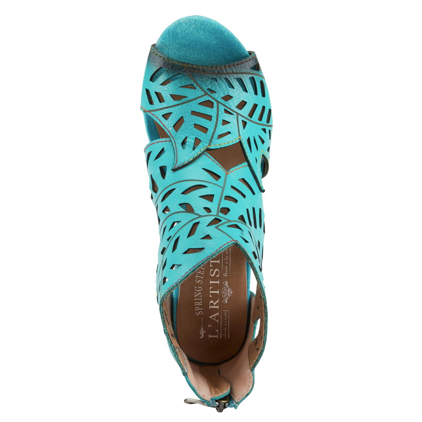 Spring Step L'Artiste Icon Sandals for Women - Ladies Casual Flats Platform Sandal - Hand Painting Summer Shoes for Womens - Turquoise EU 37 / US 6.5-7