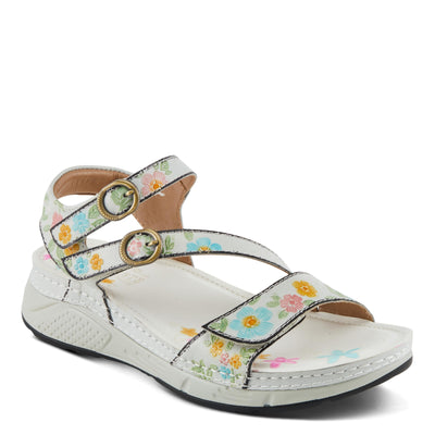 Spring Step L'Artiste Women's Anneka Hand-Painted Athleisure Sandals - Lightweight Floral Design with Adjustable Hook and Loop Closures
